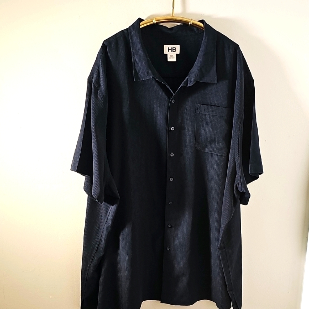 Men's Black 6XL Shirt By HB.‎ Excelent Condition Button Down With Chest Pocket.